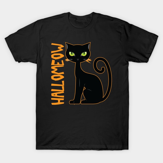 Hallomeow Cat TShirt Halloween Cat Shirt for Cat Lover T-Shirt by ChristianCrecenzio